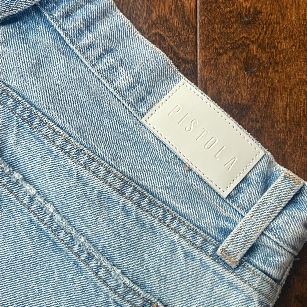 Anthropologie Pistola Shorts Womens 28 Blue Denim Cut Off High Waist - Picture 2 of 9